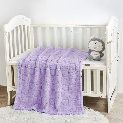 Image of Yurhap Heart Baby Blanket, Love Plush Fleece Baby Blankets for Girls Boys | Soft Sherpa Baby Girl Blanket for Infant Toddler Newborn Gift, Fluffy Baby Essentials, For Crib Stroller, 30 inchx40 inch