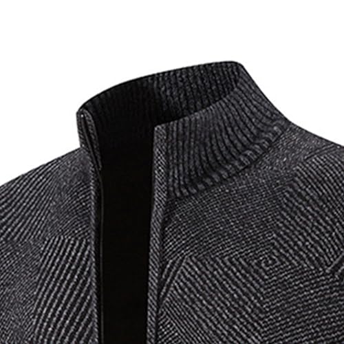Mens Classic Textrued Lines Sweaters Stand Collar Slim Fit Casual Knitted Outerwear Chunky Ribbed Cardigan4