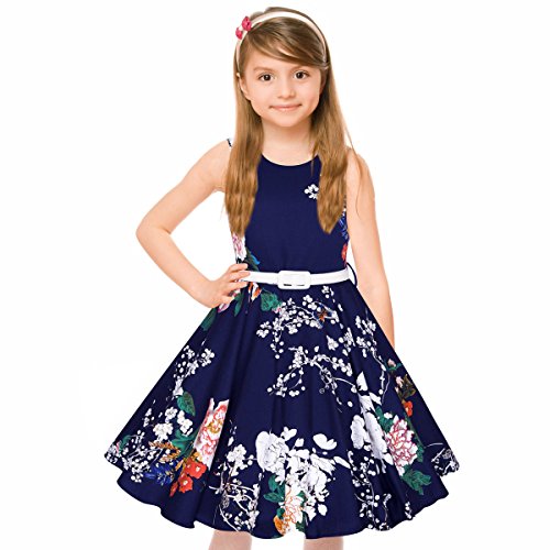 Girls 50s Vintage Swing Rockabilly Retro Sleeveless Party Dress for Occasion