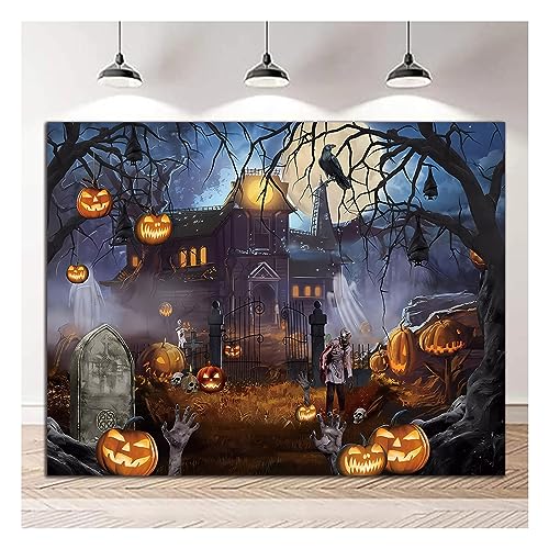 Halloween Theme Backdrop for Photography Scary Ghost Castle Moon ...