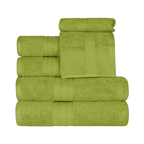 Superior 700 GSM Long Staple 100% Combed Cotton, Durable, Plush and Absorbent 6-Piece Single Ply Towel Set - Green Essence by SUPERIOR - Used condition - US$26.62