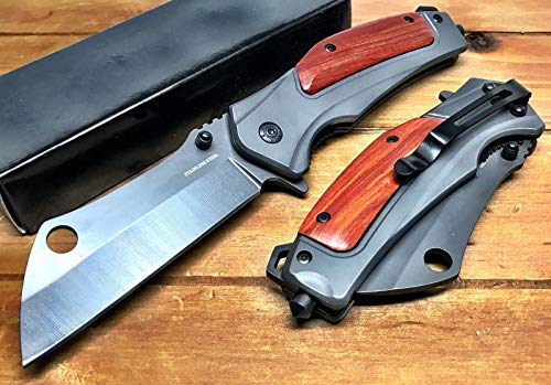 Folding Pocket Knife 8" Spring Assisted Tactical Knife with Stainless Steel 3.5" Blade for Tactical Rescue, Self Defense, Hunting, Survival Glass Breaker Knives by Super Knife