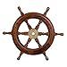 Produktbild Dekoratives Steuerrad aus Holz mit Messingnabe. Von S bis XL Nautik Optik, Boot, Schiff, Maritim (Größe XL - 60 cm)