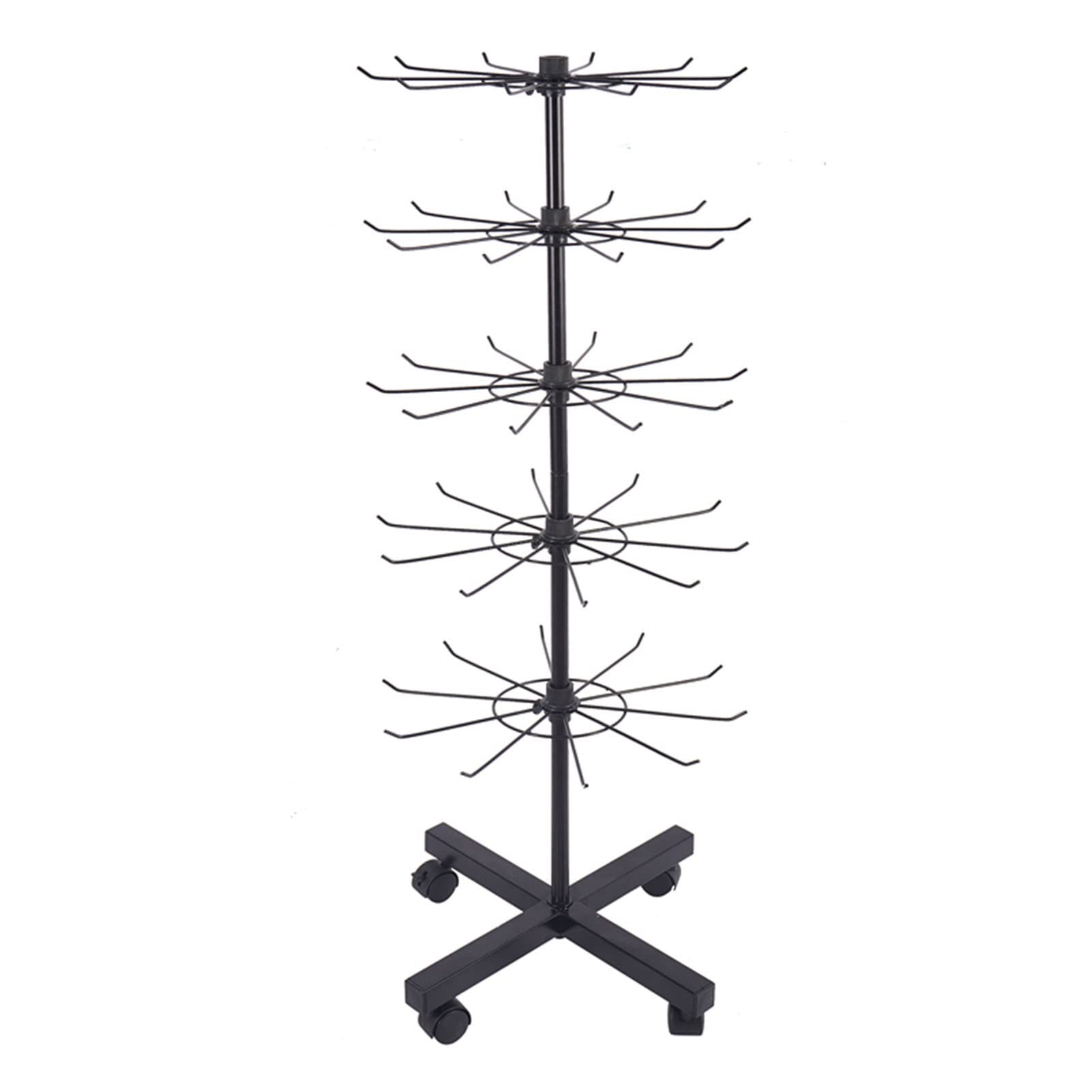 CGCSYZ Black Metal Scarf Display Holder, Commercial Heavy Duty Organizer with Wheels, for Home/Office/Mall/Retail Stores/Hotels