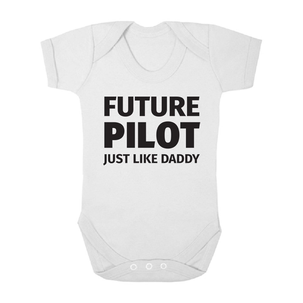 Shopagift Boys White Future Pilot Like Daddy Cute And Girls Baby Vest Bodysuit (, 9-12 Months)