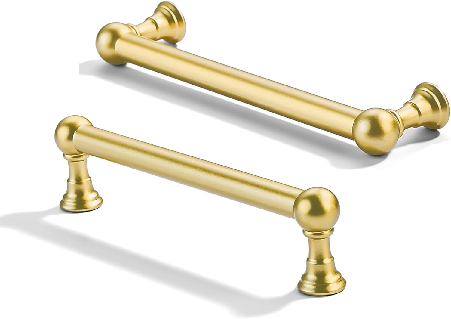 10 Pack Heavy Duty Solid Brushed Gold Cabinet Pulls - Elegant Gold Handle for Drawers and Cabinets, 5 Inch Hole Center, Modern Kitchen & Bathroom Hardware.
