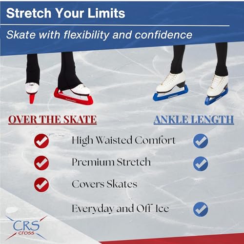 Image of CRS Cross Ice Skating Leggings. Black Over Skate Legging. High-Rise, Practice Pants for Figure Skater Girls and Women.