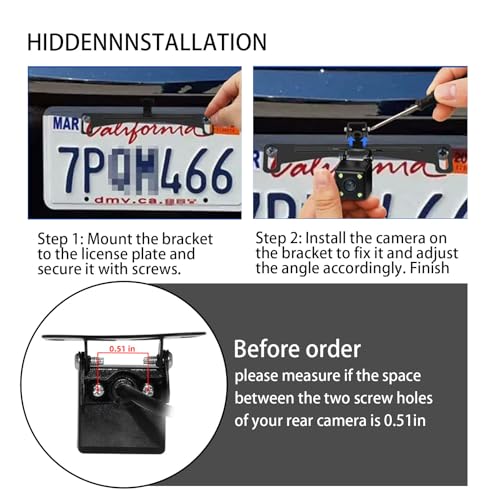 Image of Universal Car Rear View Camera License Plate Bracket,Stainless Steel Backup Camera Mount, Car Trim Removal Tool Kit Rear Camera Mount,Only Installation Holder For Back Up Camera, Fit Most Vehicles
