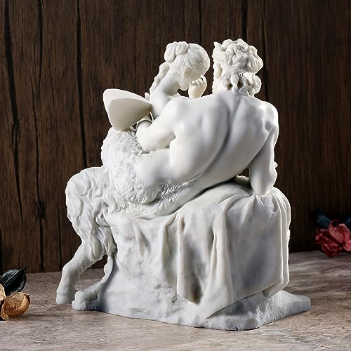 Escultura de Resina Pan y Psique 9 Pulgadas Blanco miniatura 4