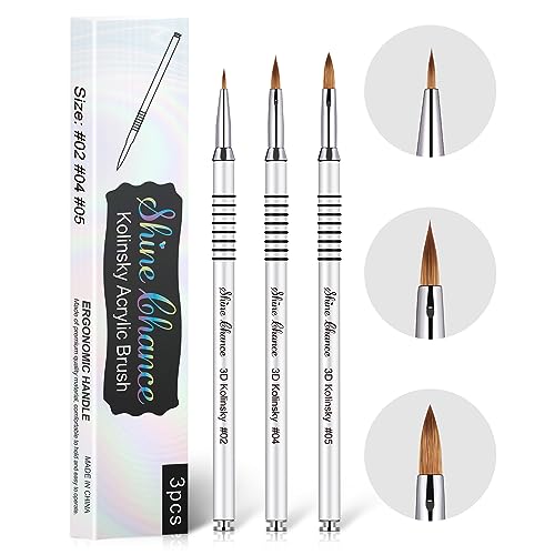 Shine Chance 3Pcs 3D Nail Brushes Set