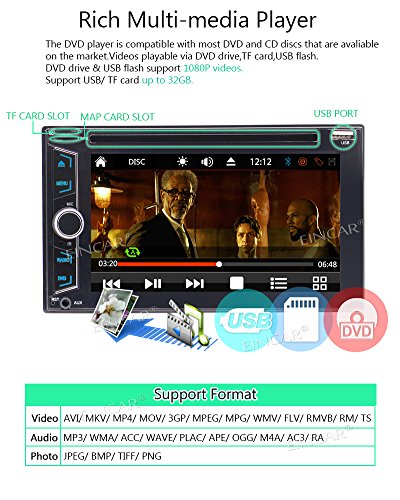 2 Din Car Stereo Bluetooth 6.2'' Touch Screen Double Din GPS Navigation in Dash Car DVD Player Autoradio with Backup Camera Rear View, USB/SD/AM/FM Audio Video Player + Steering Wheel Control + 3