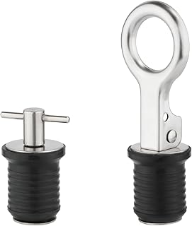 2pcs Boat Drain Plug, Stainless Steel T-Handle Drain Plug for Inboard Boat Snap Handle Drain Plug Kit for Most Boat Drains Handle Boat Drain Plugs Boat Accessories