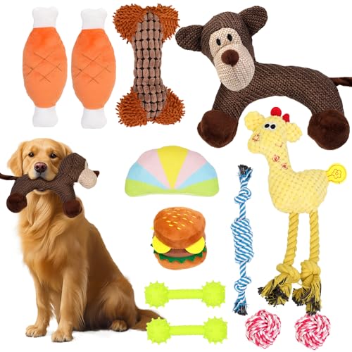 SQueaky 12 Pack Dog Chew Toys for Small Puppy Dogs Puppy Plush Teething Toy for Medium Pets Non Interactive Tug Rope Game for Party Gift Presents Birthday