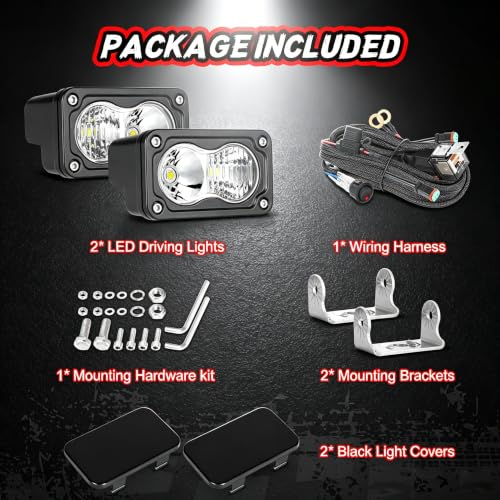 Image of 3 Inch Driving Pod Lights with Wiring Harness & Black Cover | 2Pcs Off Road Light Bar Spot Flood Combo Work Light LED Pod Waterproof Auxiliary Cube Light for Truck ATV UTV Motorcycle Boat