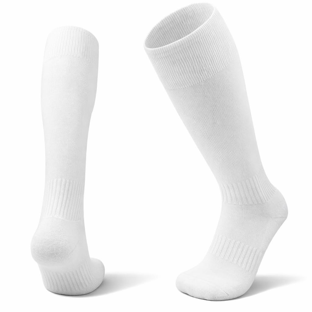 1STLY FITNESS Adults Knee High Football Rugby Hockey Socks - 1 Pair White