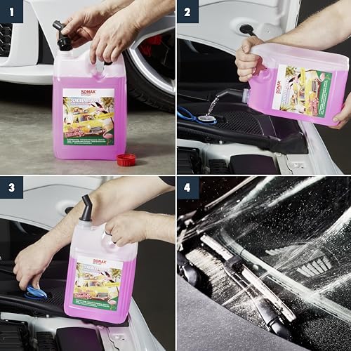 SONAX ScheibenReiniger gebrauchsfertig Sweet Flamingo (5 Liter) verstärkt die Reinigungsleistung und erhöht die Fahrsicherheit | Art-Nr. 03945000