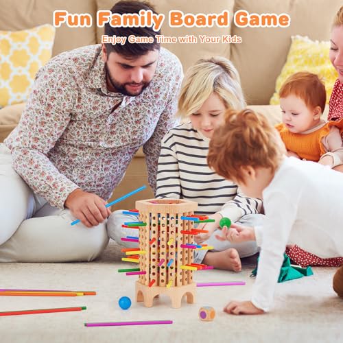 Juego de mesa Hexagon tower game Montessori de madera para niños miniatura 3