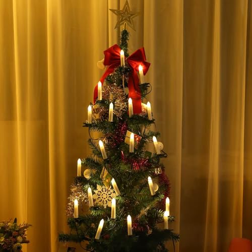 TUIBEIDAMAI Weihnachtsbaum Kerzen Lichterkette, 20 LED Kerzen mit Clip...