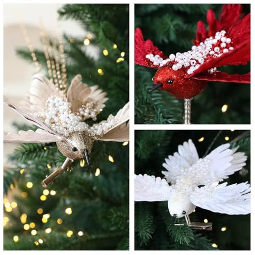Oiseaux artificiels de Noël à clipser et plumes pour loisirs créatifs - 6