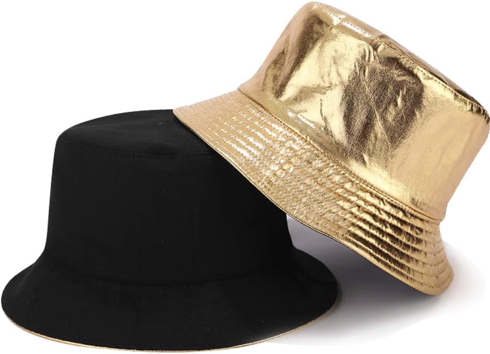 Trendy Waterproof Fisherman Hats Metallic Bucket Hat for Women and Men - Image 2