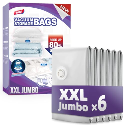 Image of TAILI 6 Pack Vacuum Storage Bags, XXL Jumbo (47x39 Inch), Cream
