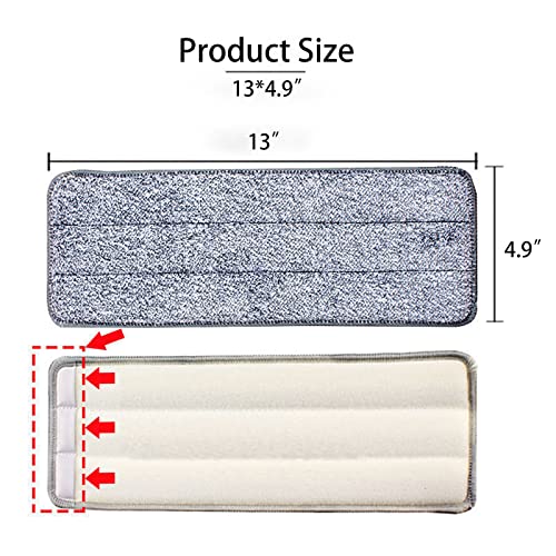 10Pack Generic Mop Pads Mop Head Refill Washable Wet/Dry Mops Flat Compatible With Oshang Joymoop X3 Mop And Most 11-13" Hook And Loop (Velcro) Flat Mops.system Floor Care System (10 Pack 13 * 4.9") #TOP2