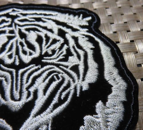 Image of Embroidered Patch, Black Base Hot Fix Glue Embroidery Cloth Paste Iron-on Patch DIY Clothes Sticker Trim Embellishments Applique (Tiger)