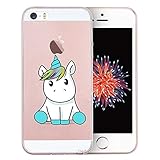 iPhone SE Case Clear, Unov iPhone 5s Case Clear with Embossed Design TPU Soft Shock-Absorption Scratch-Resistant Slim Fit Protective Cover for iPhone SE iPhone 5s iPhone 5 4 inch (Baby Unicorn)