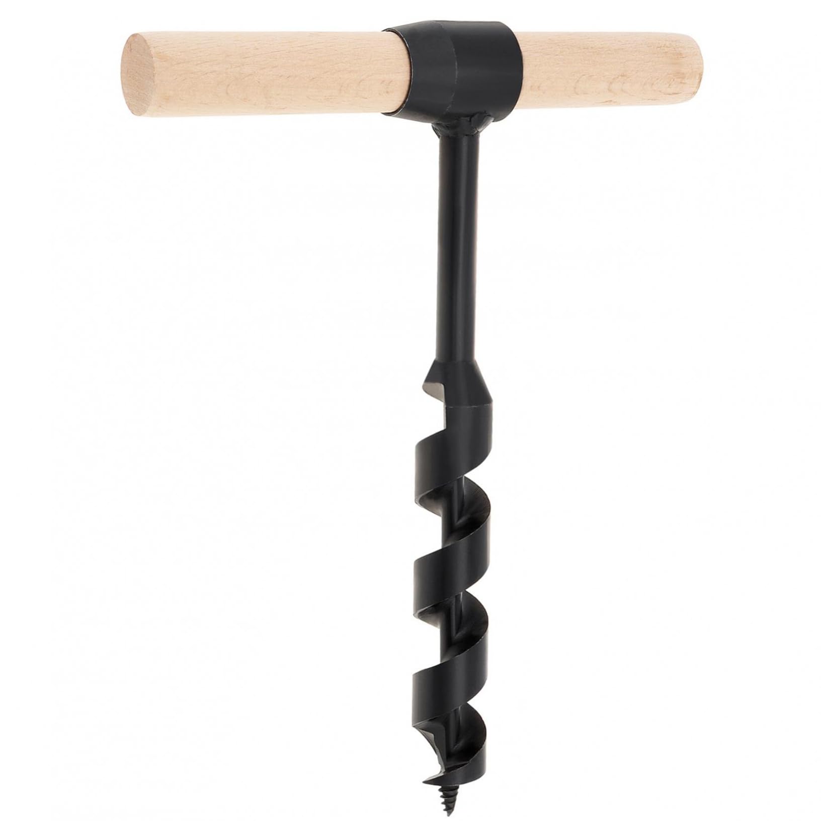 Hotainoys Black Hand Auger Wood Drill, Multipurpose Manual Hand Drill, Heavy Duty Steel Auger Gear Tool For Camping, Bushcrafting, Outdoor, Hiking Manual