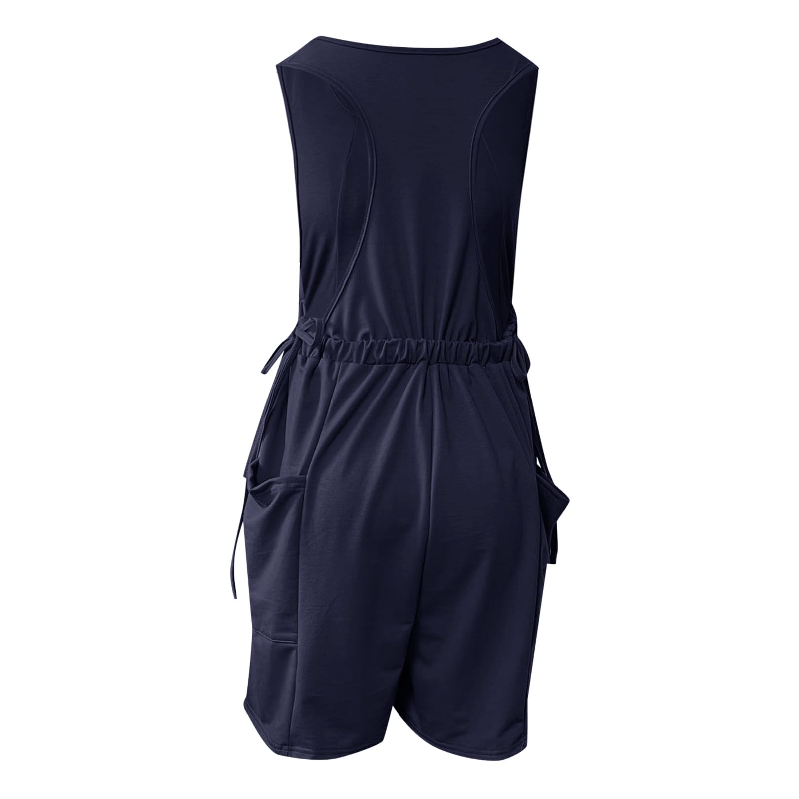 Combinaison décontractée sans manches pour femme avec bretelles réglables, poches pratiques, coupe ample pour les chaudes journées d'été, short confortable sans ajustement serré