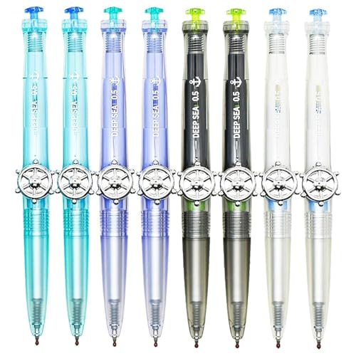 Maydahui 8本 おしゃれ 帆船 航海 モチーフ ボールペン 0.5mm 黒 面白い かわいい 潜水艦 舵 回転式 ペン 学校 文房具 オフィス パーティー用品 学生 子供 プレゼント