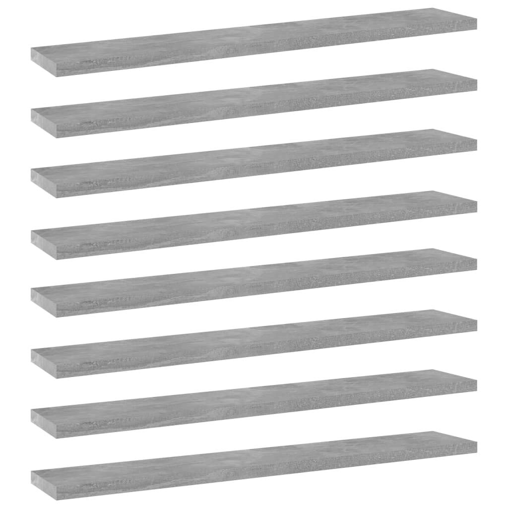 vidaXL 8x Bookshelf Boards Living Room Kitchen Furniture Shelf Accessory Extra Shelf Panel Replacement Bookshelf Board Concrete Grey Engineered Wood
