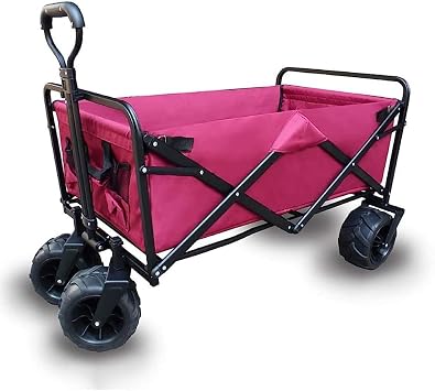 Handcart Folding Garden Trolley Cart Heavy Duty Wagon Multi-Function Shopping Cart For Outdoor Camping Pull Truck With 4 Beach Wheels Load 80Kg