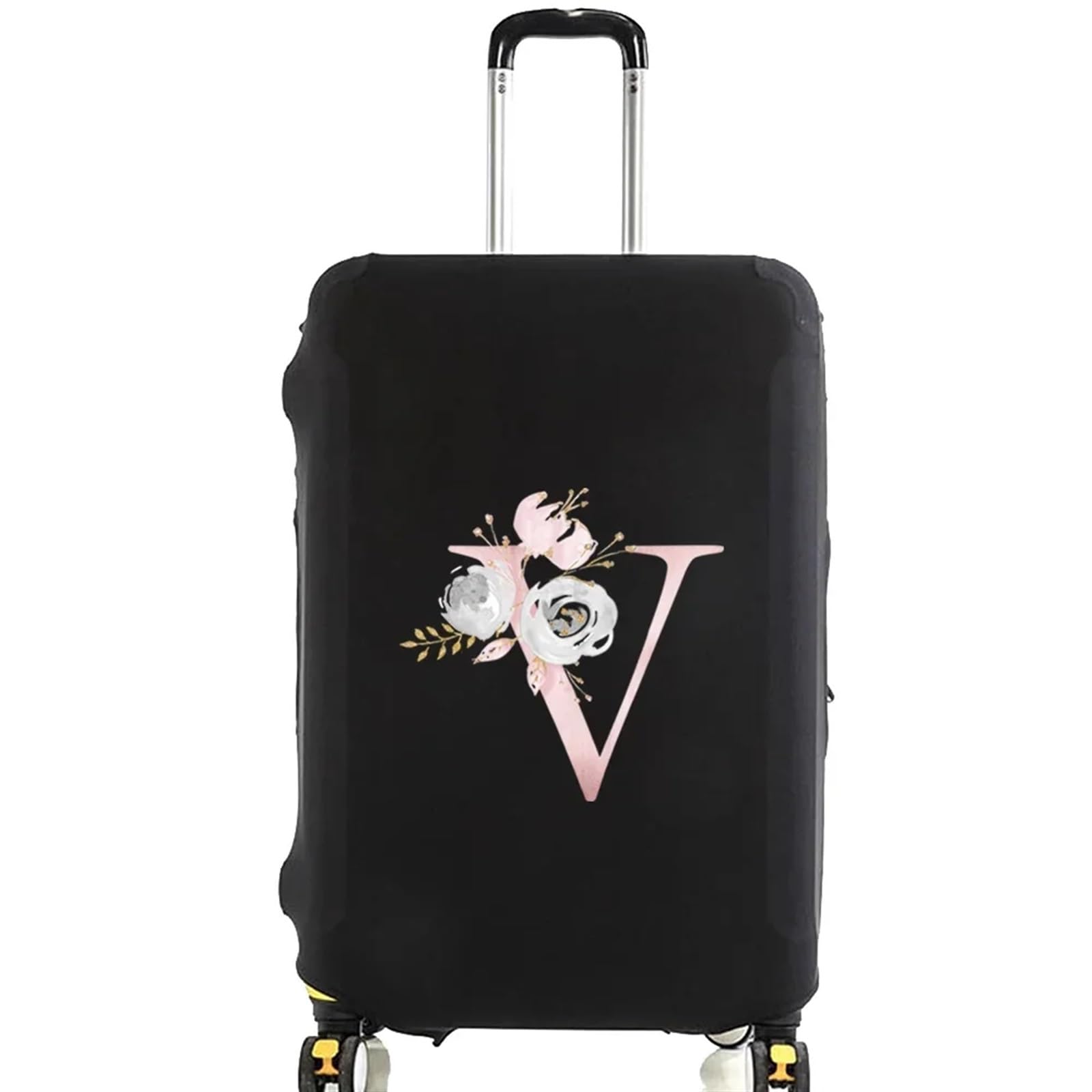 Cubremaletas De Viaje Letter Letra de flor rosa aplicable a funda protectora for maleta de 18-28 pulgadas Protector de equipaje elástico cubierta antipolvo for carrito accesorios de viaje Funda De Mal