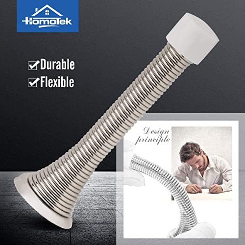 image for HOMOTEK 1 Pack Spring Door Stopper with Rubber Bumper Satin Nickel 3-1
