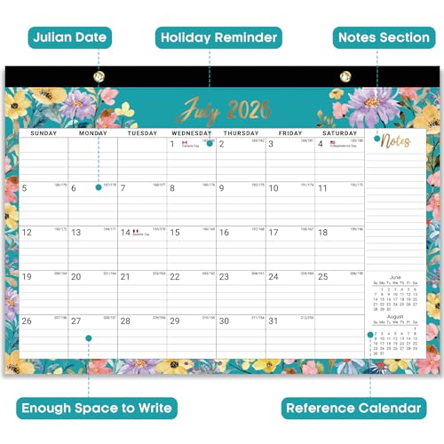 Image of 3 Pack of Desk Calendar 2026-2027, 18-Month Calendar Runs from July 2026 to December 2027, Large 17 inch x 12 inch Monthly Desktop & Wall Calendar for Home & Office - Floral