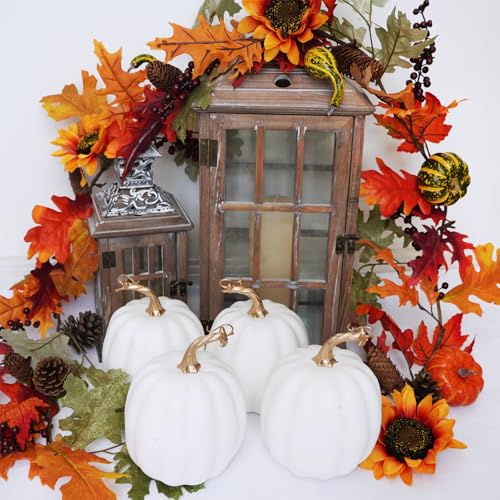 Calabazas de otoño sintéticas para arreglos duraderos sin manchas ni humedad en el hogar 8