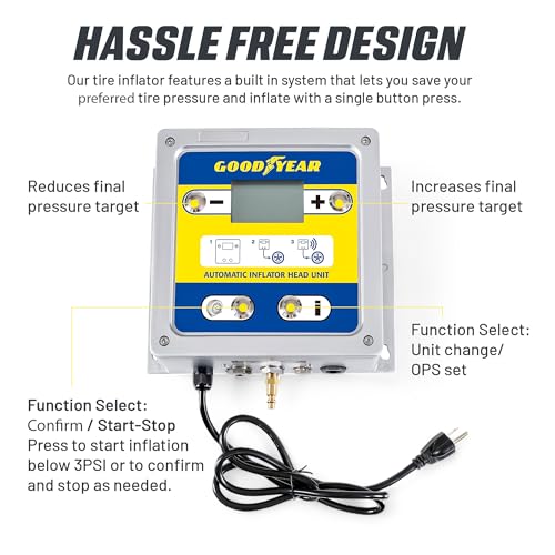 Image of Goodyear Digital Auto Inflator Head - Air Chuck & Hose, 10-145 PSI
