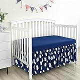 Crib Bed Skirt with Adjustable Straps Easy On/Off Pleated Dust Ruffled Fit Standard Crib and Toddler Bed Skirt Machine Washable up to 14' Drop No-Fading