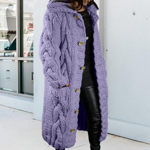 LOAIHA Women Chunky Cable Knit Long Sleeve Cardigan Fall Winter Trendy Oversized Button Down Sweaters Outerwear with Pocket4