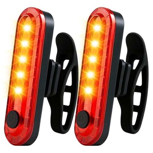 USB-C Rechargeable Bike Tail Light 2 Pack, 120LM Super Bright LED Bicycle Rear Light 4 Light Modes...