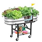 The Home Cult Raised Garden Bed with Legs and Heavy Duty Wheels, Self-Watering Planter Box, Easy-Install Foldable Stand, Galvanized Metal Elevated Wicking Bed with Liner for Indoor Outdoor Gardening