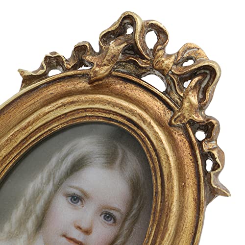Small Vintage 2.5X3.5 Oval Picture Frame, Mini Antique Ornate Photo Frame, Table Top Display And Wall Hanging Home Decor, Old Fashioned Photo Gallery Art Deco, Bronze Gold – By Sylvia‘s Shop #TOP6