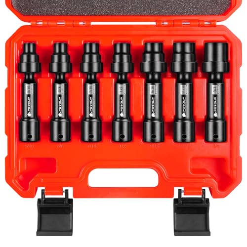 23513 - Driveshaft May Separate - 2023 International MV Trucks 9 7-Piece 1/2'' Drive Driveline Limited Clearance Socket Set, 12-Point SAE Impact Swivel Socket Set, Cr-Mo Steel with Storage Case for Automotive & Industrial