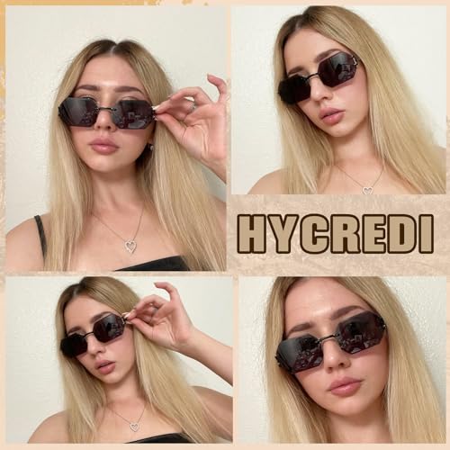 Rimless Sunglasses for Men Women -Octagon Frameless Sun Glasses Black Shade Polygon Tinted Eyewear3