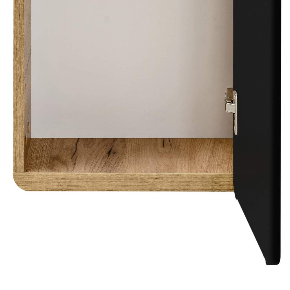 Lomadox Armoire haute de salle de bain NEW-Luton anthracite satiné chêne Wotan Nb., 2 portes, 1 étagère, L/H/P env. 35/170/32 cm