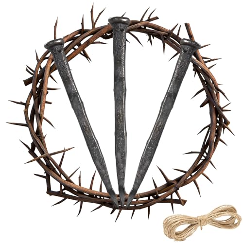 4 Pieces Crown of Thorns with Crucifixion Nails Christian Jesus