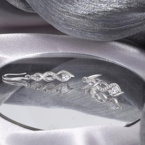 Sterling Silver Drop Dangle Earrings for Women - Infinity Earrings Hypoallergenic Heart Shaped Cubic Zirconia Dangling Earrings Long Earrings Fashion Dainty Earrings Gift for Birthday Valentine's Day4