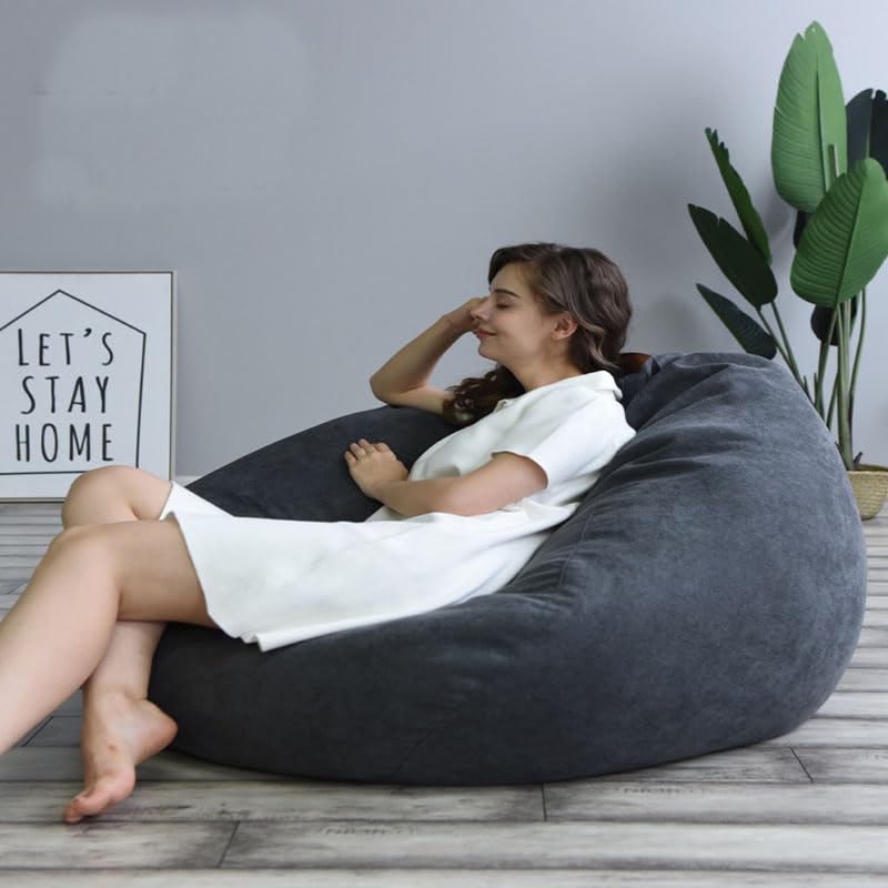 Puff Exterior Jardincojín De Suelo para Juegos con Puf Gigante De Terciopelo Ultracómodo | Sillones Silla Sofá (Sin Relleno),Negro,100Cm*120Cm