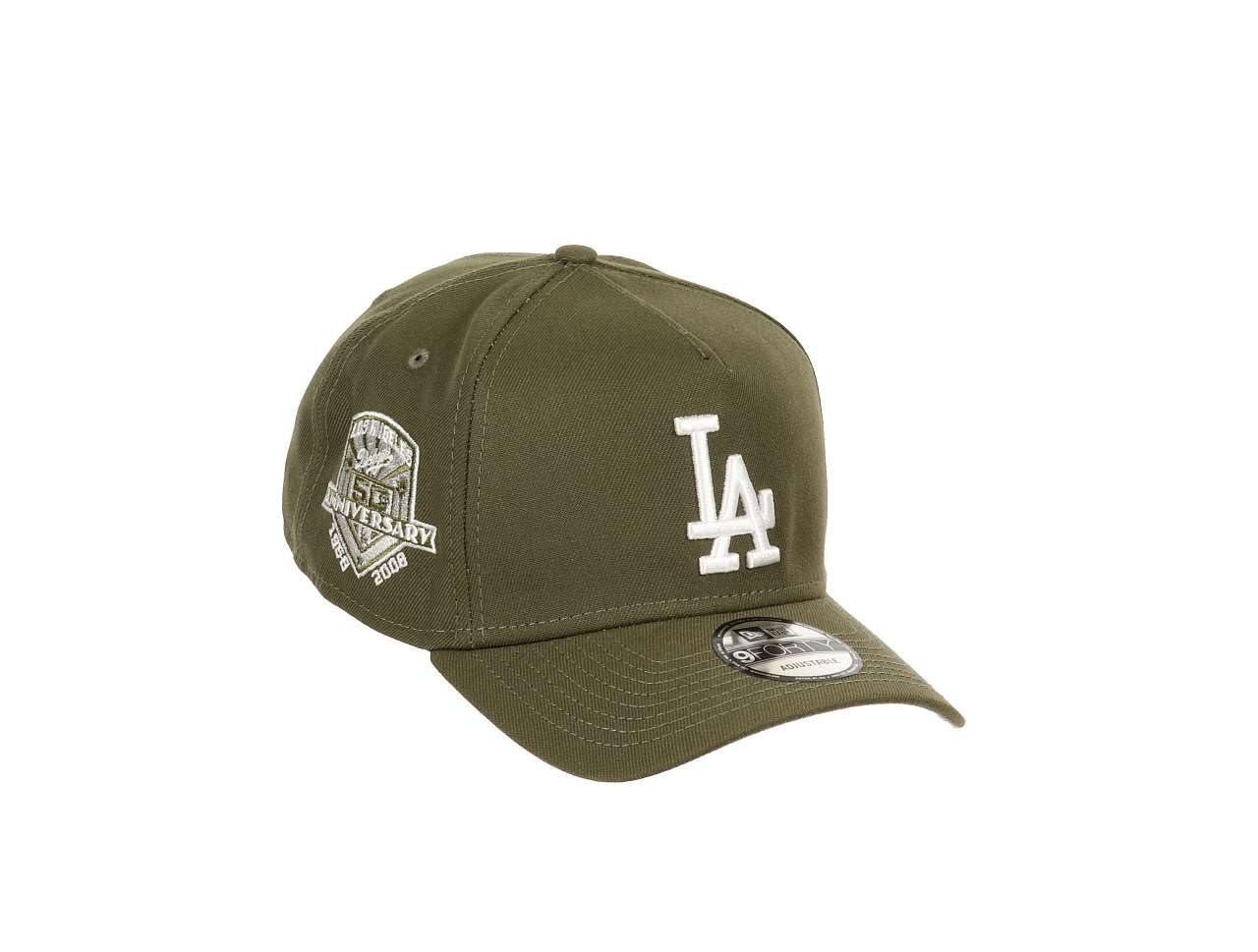 New Era Los Angeles Dodgers MLB 50th Anniversary Sidepatch Cooperstown New Olive Forty A-Frame Snapback Cap